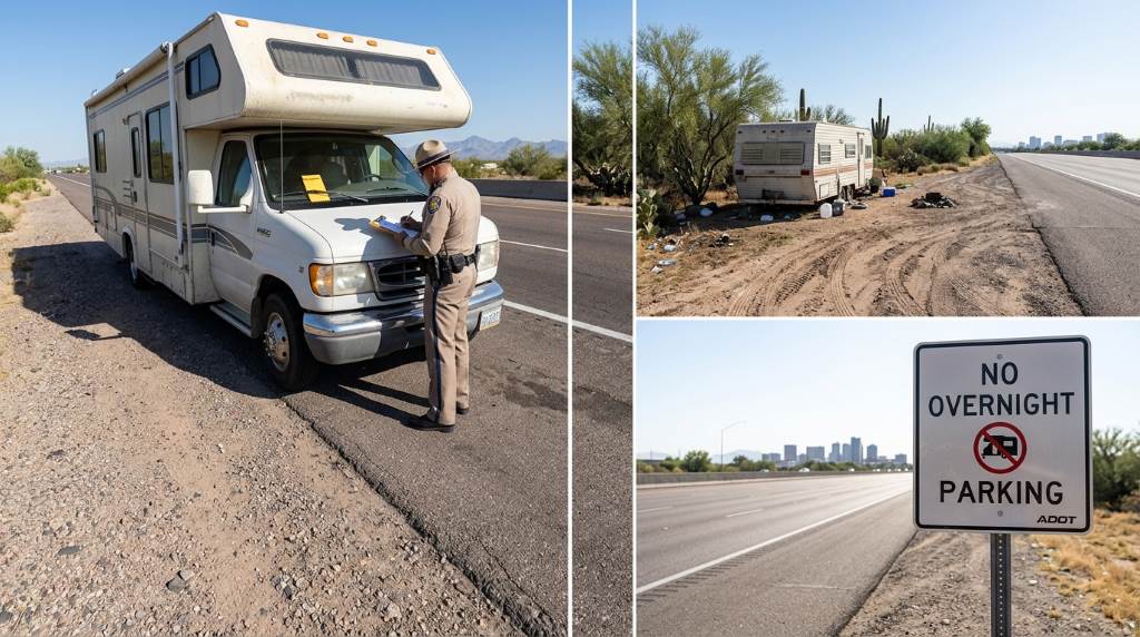 Camper owner checking trailer lights and hitch