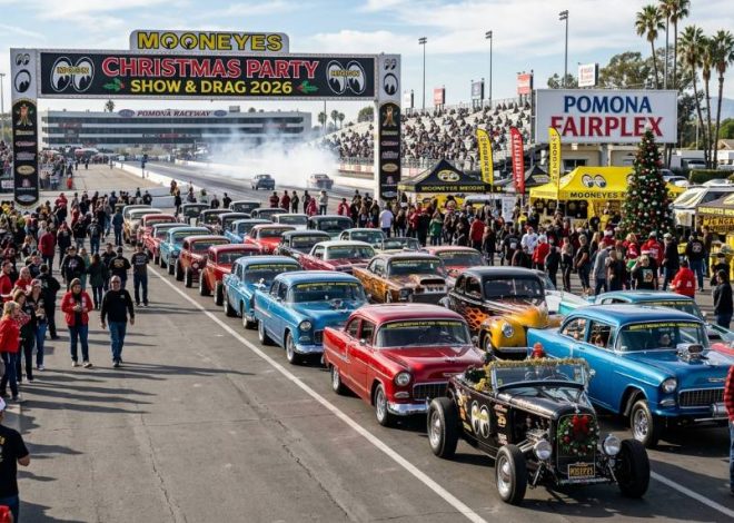 MOONEYES Christmas Party Show and Drag 2026: Dates, Tickets, Cars, and Drag Racing