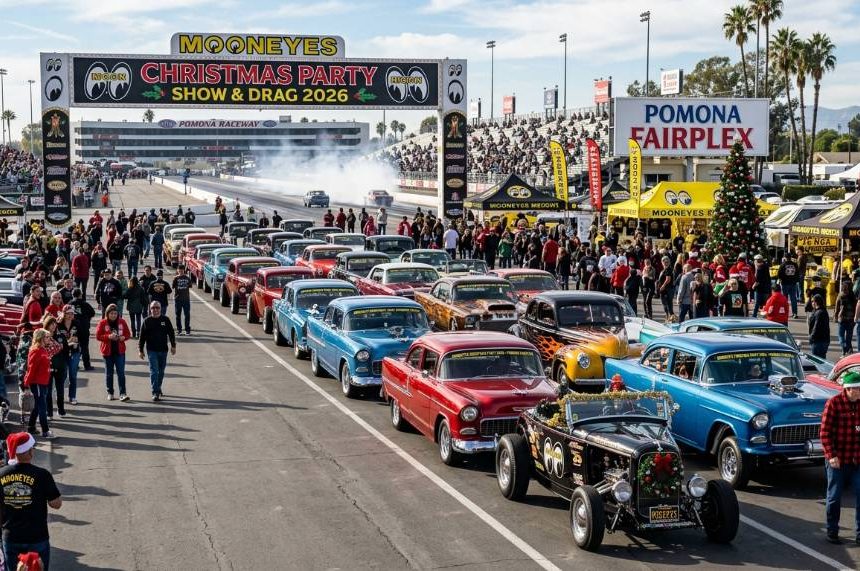 MOONEYES Christmas Party Show and Drag 2026: Dates, Tickets, Cars, and Drag Racing