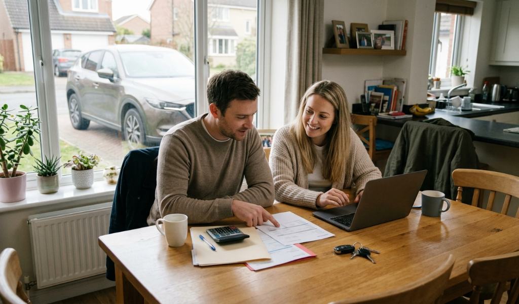 Vehicle owner reviewing credit score before refinancing a car loan